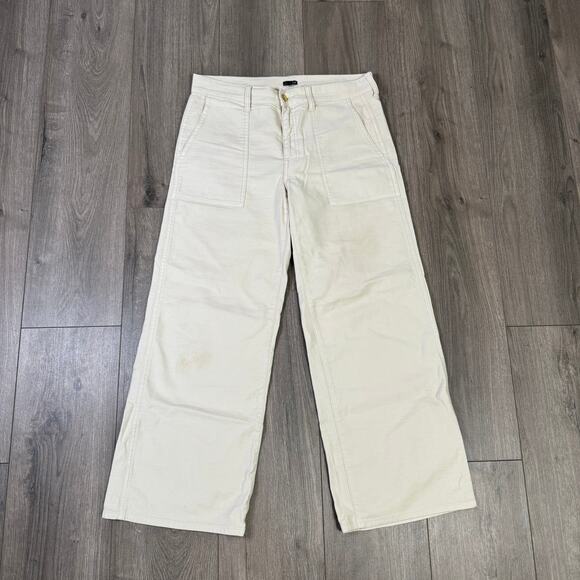 J.crew Petite Camp-Pocket Wide-Leg Slubby Pant Womens P27 Cream CI937 Mid Rise - Picture 5 of 12